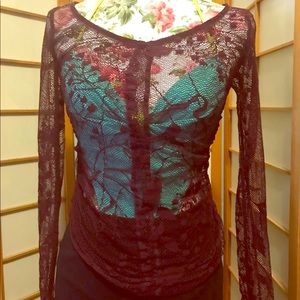 Purple Knit See-through Top by Bisou bisou